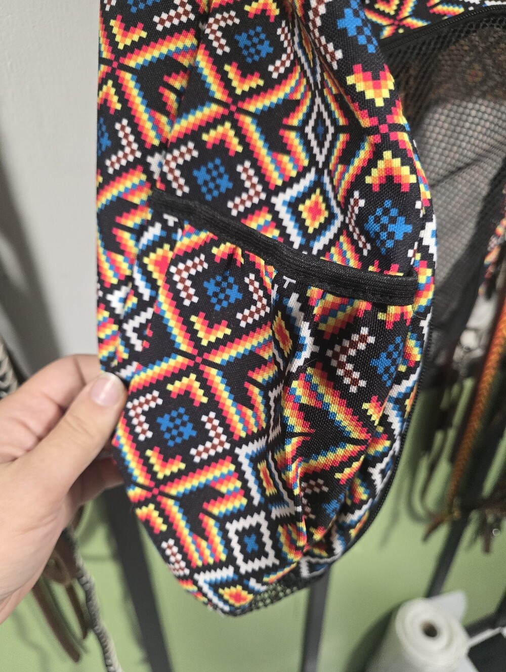 Colorful Geometric Patterned Sport Boot Bag with Front Mesh Pocket - Picture 3 of 16